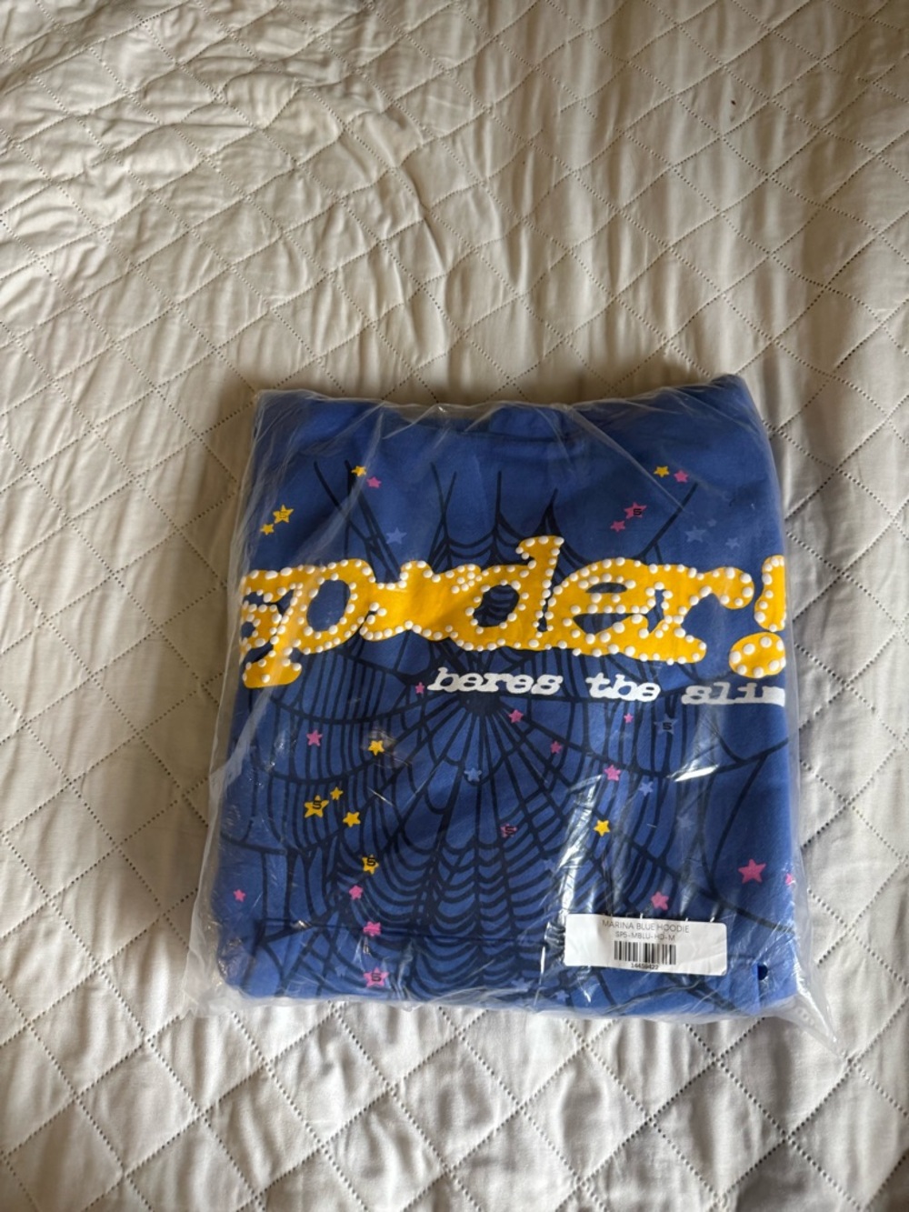 Men's Blue Graphic Spider Pajama Top with Yellow Accent
